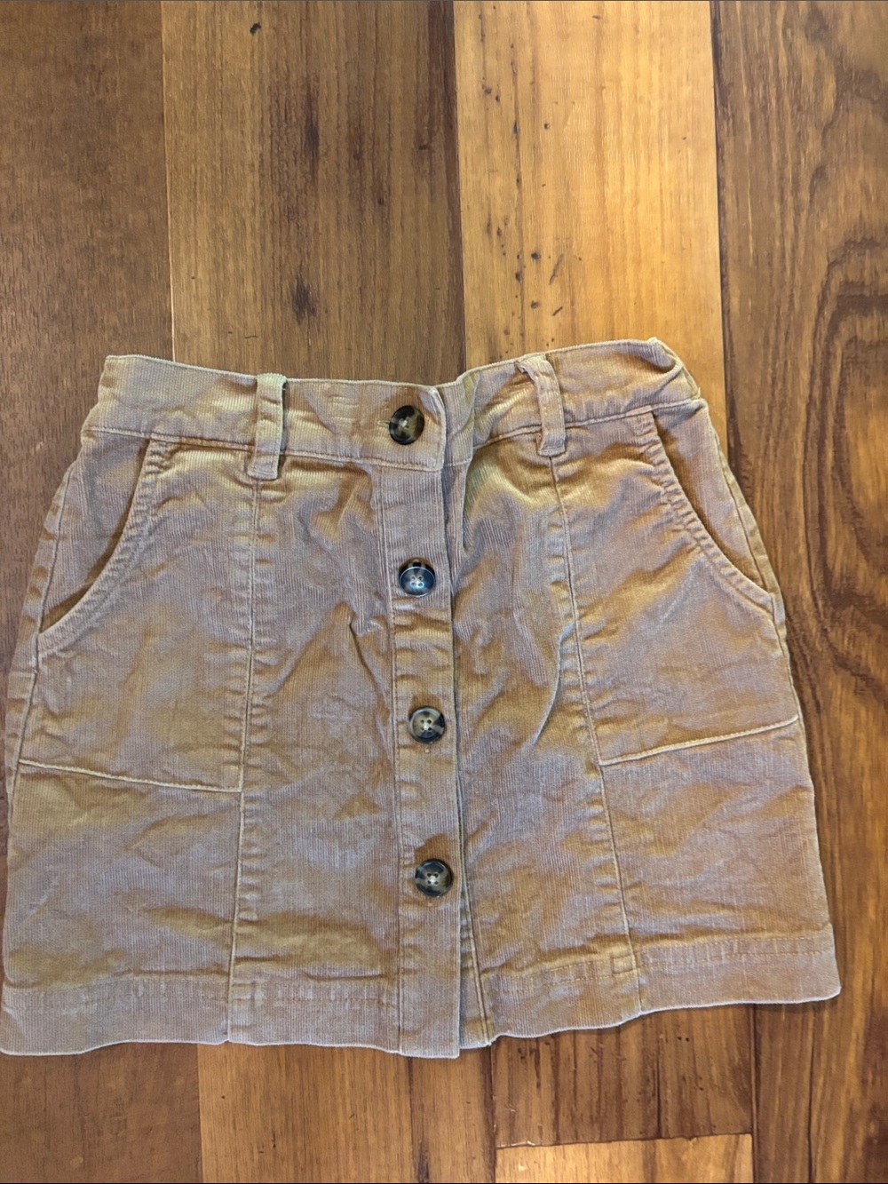 Vineyard Vines Kids Size 6 Taupe Corduroy Button-Front Skirt